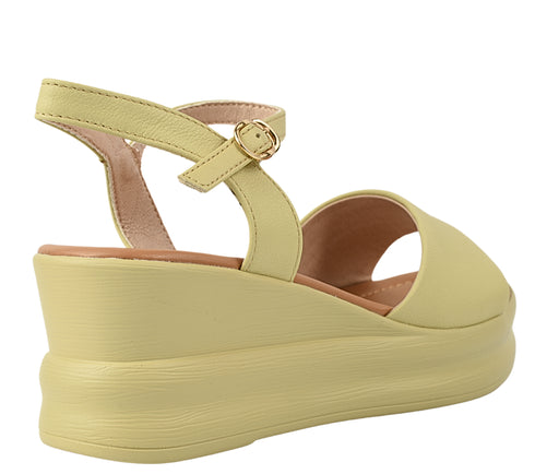 Sandale casual, dama, FORMAZIONE, 2719 galben, piele naturala, platforma